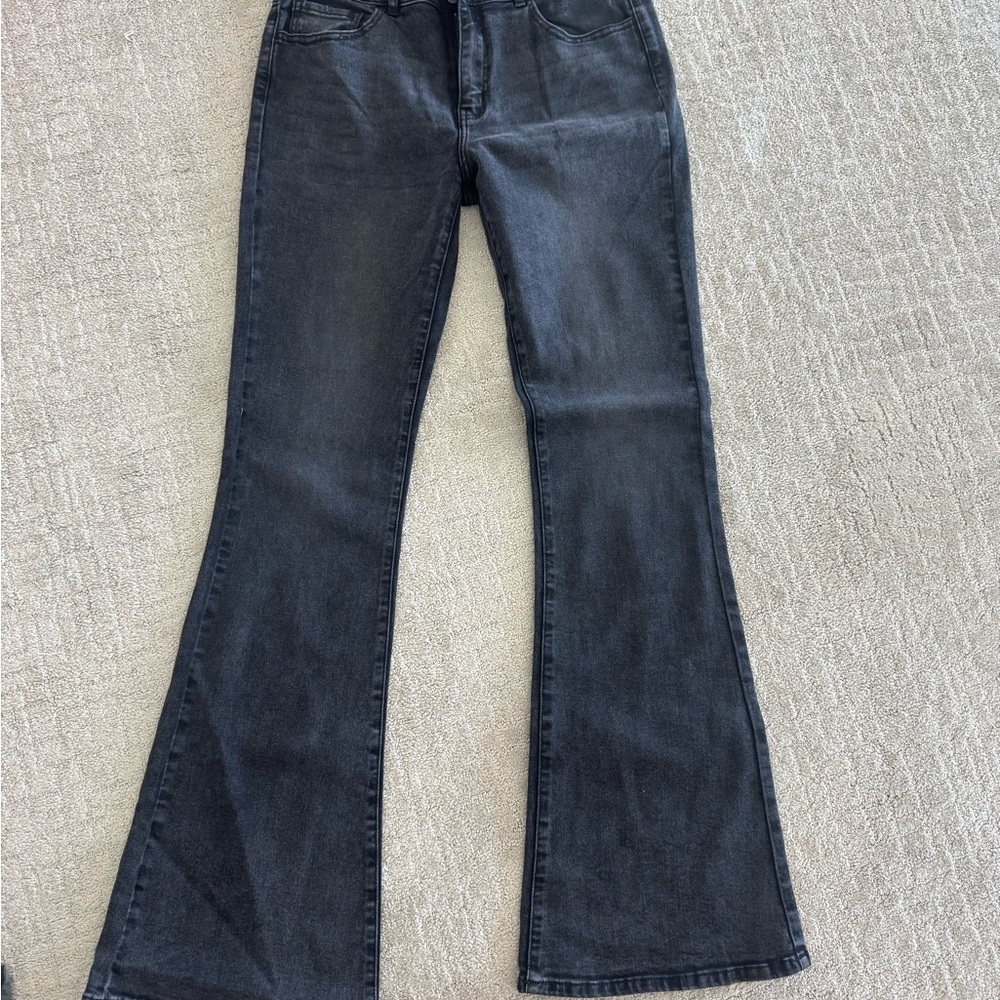 KanCan Kurvy High Rise Black Flare Wide Leg Denim